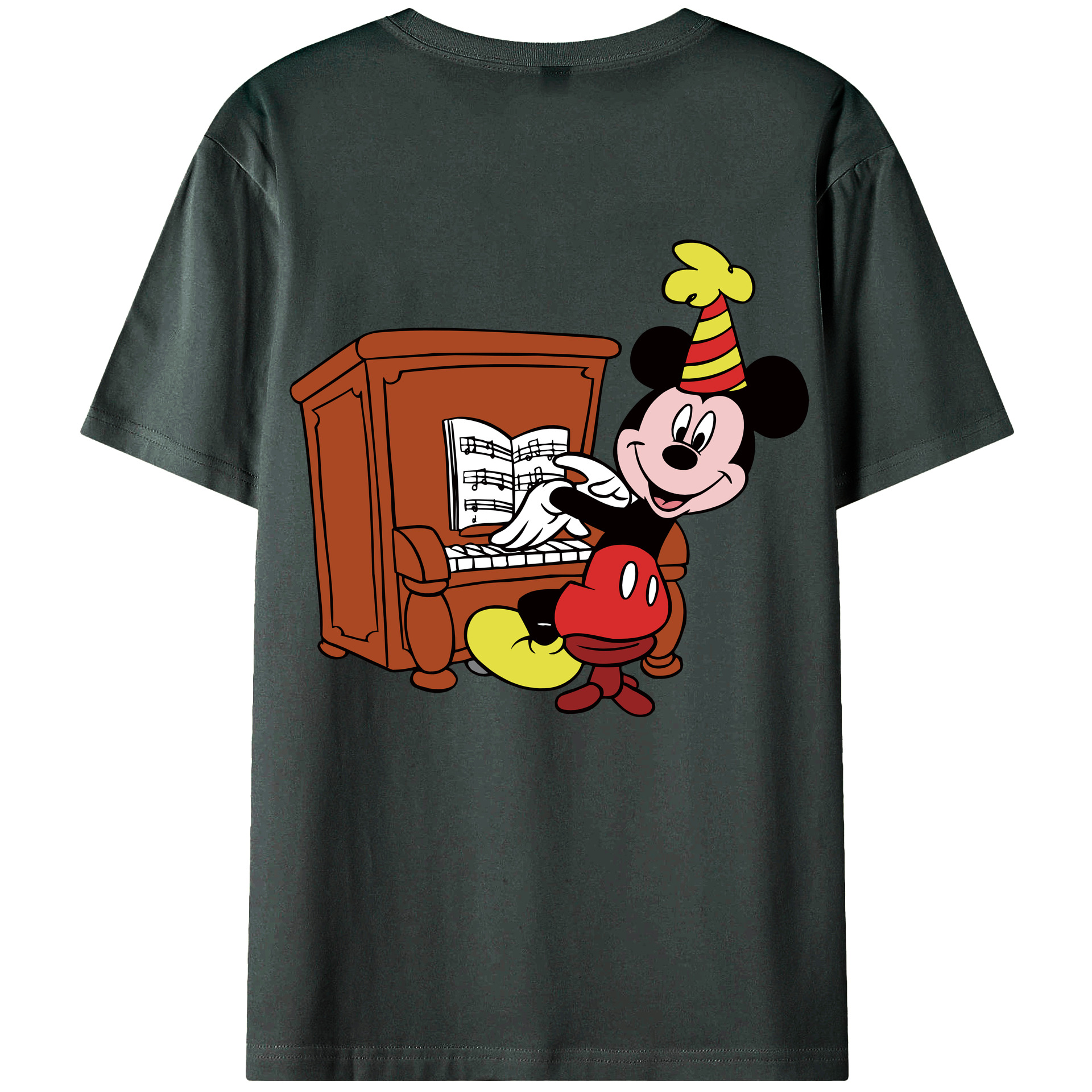 ミッキーマウス Mickey Mouse 綿100％ メンズ半袖Tシャツ（バックプリント） 通気性